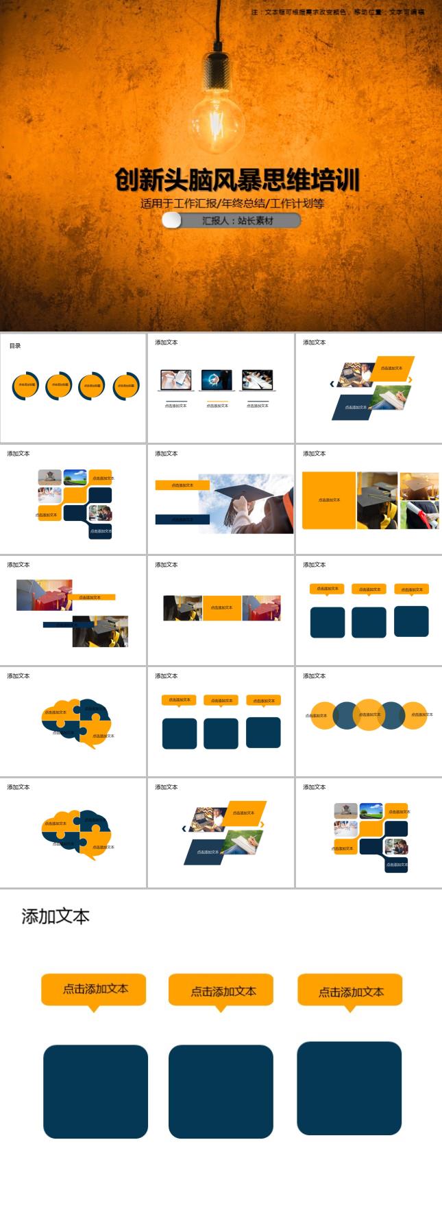 创新头脑风暴思维培训教育PPT模板
