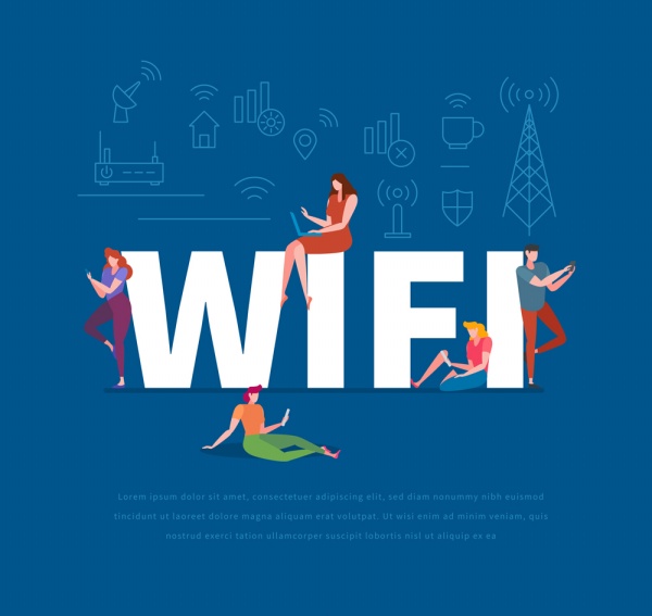 WIFI无线网络艺术字设计矢量