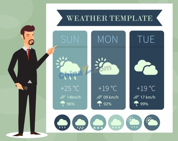 创意天气预报模板矢量