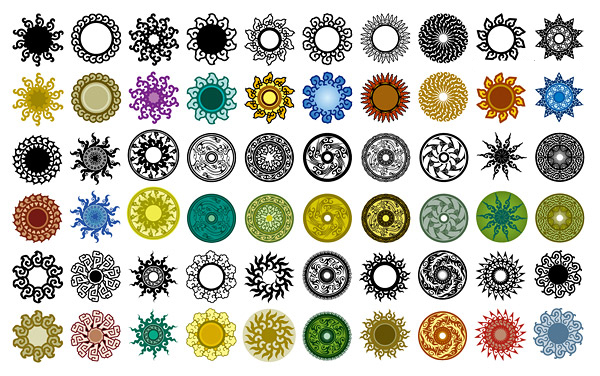 多款古典圆形花纹矢量图下载