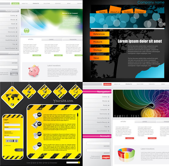 网页模板设计矢量图下载
