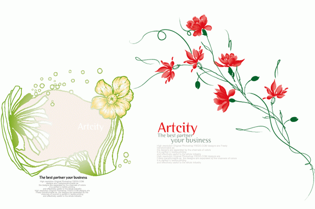 2款韩国花形饰角矢量图