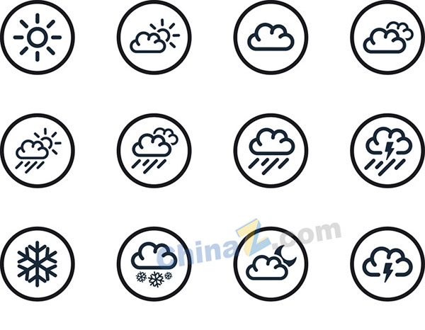 天气预报图标矢量模板