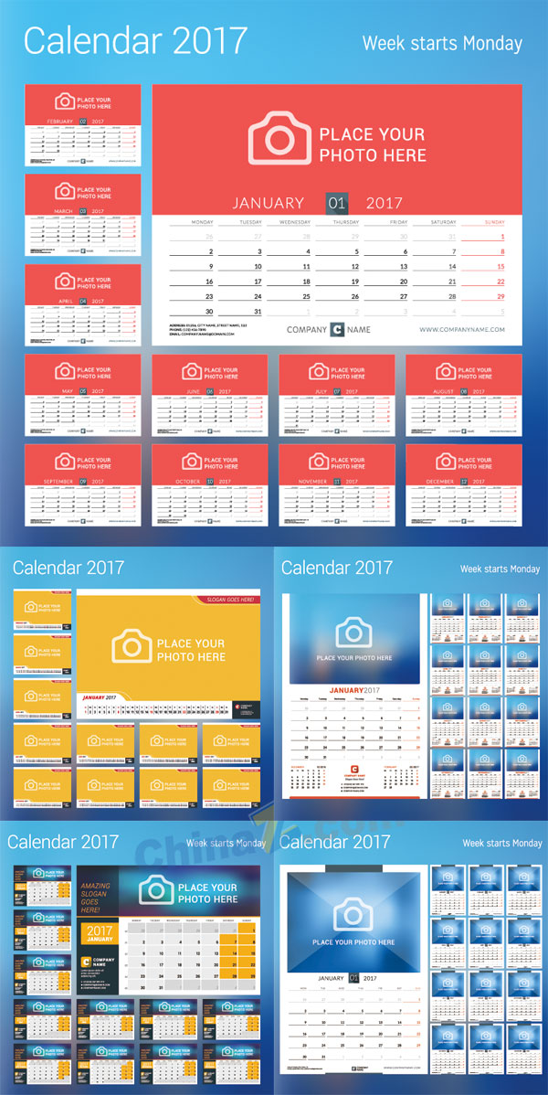 2017摄影台历矢量模板