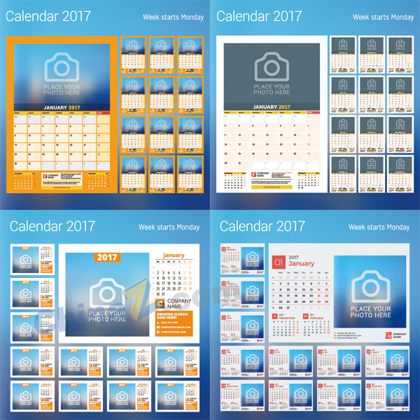 2017摄影日历模板设计矢量