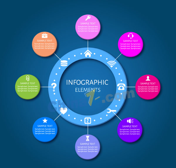彩色圆形商务信息图矢量素材