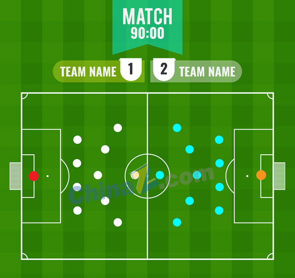 绿色足球赛阵型图矢量素材