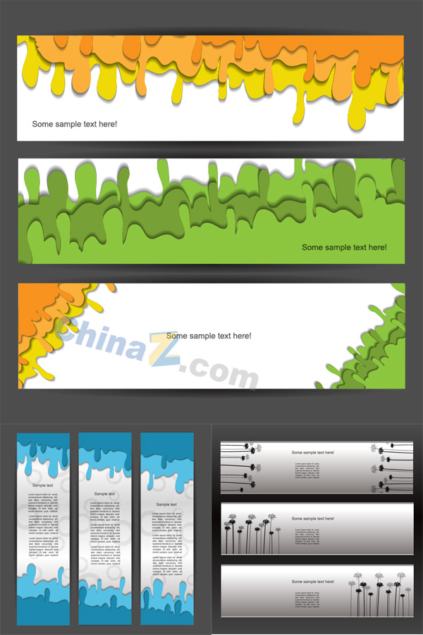 炫彩创意横幅旗帜设计矢量素材