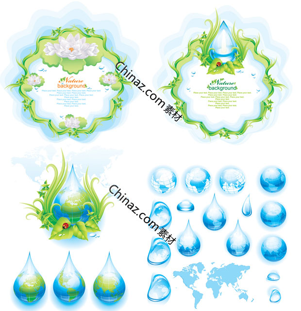 水滴生态元素矢量图下载