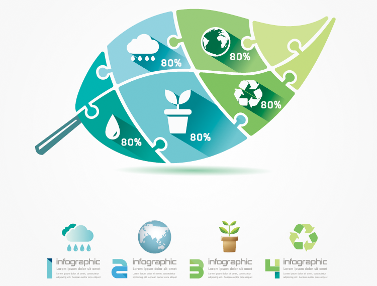 绿叶环保信息图矢量素材