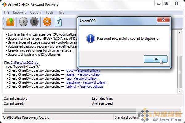 Accent Excel Password Recovery