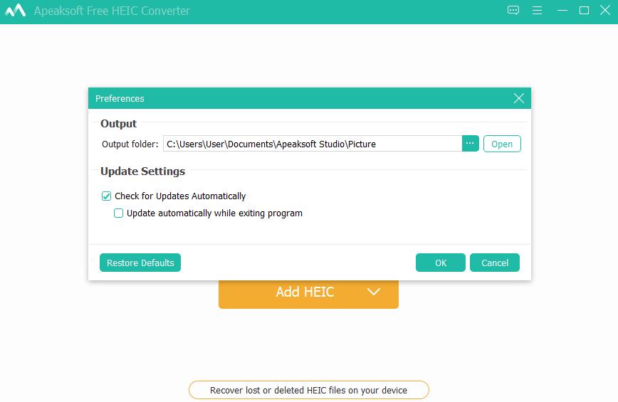 Apeaksoft Free HEIC Converter