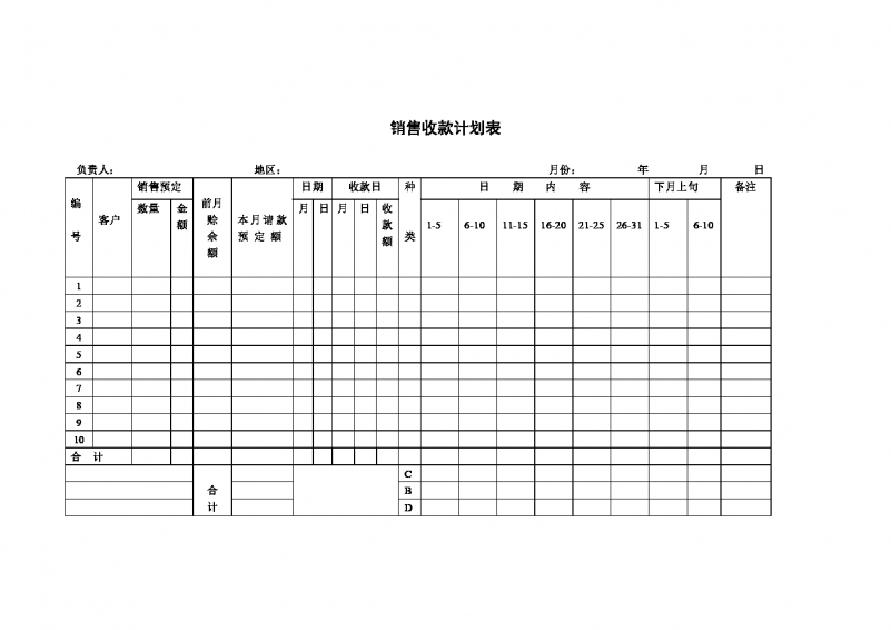 销售收款计划表规定Word模板