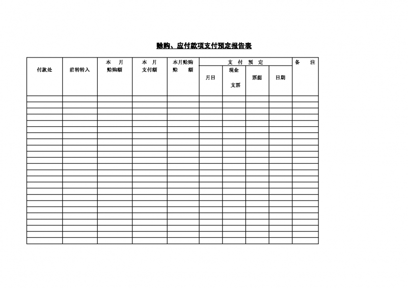 赊购、应付款项支付预定报告Word模板