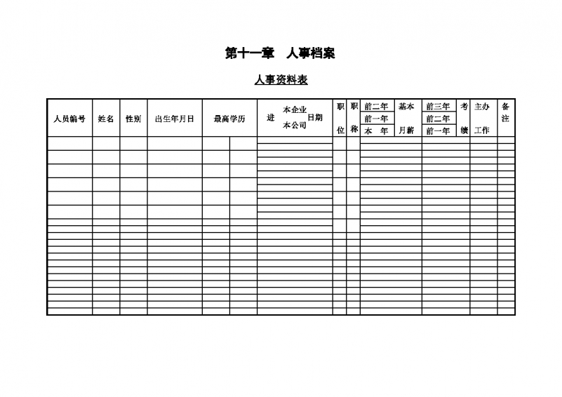 第一节 人事资料表Word模板