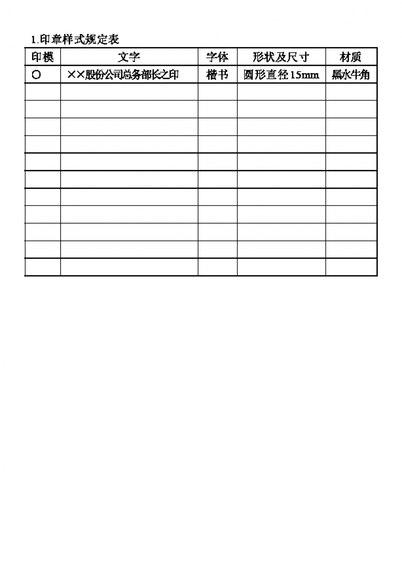 刻章公司印章样式规定表Word模板