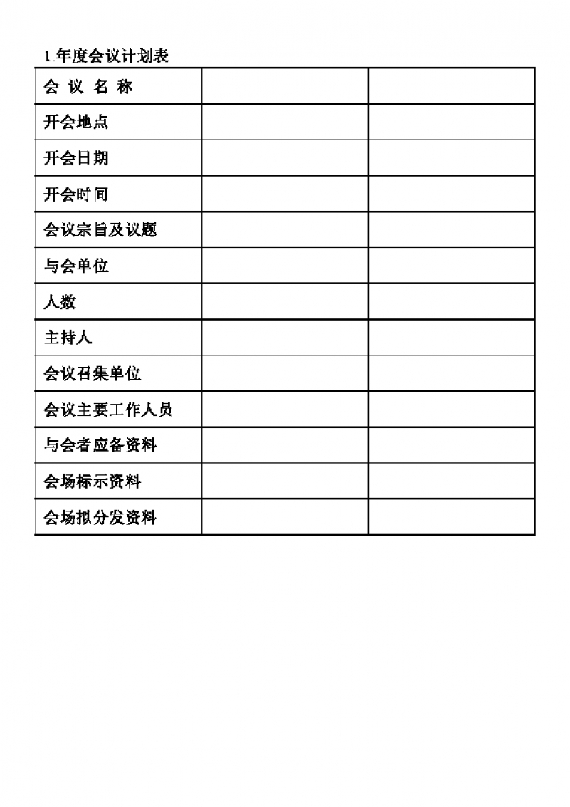 企业年度会议计划表Word模板