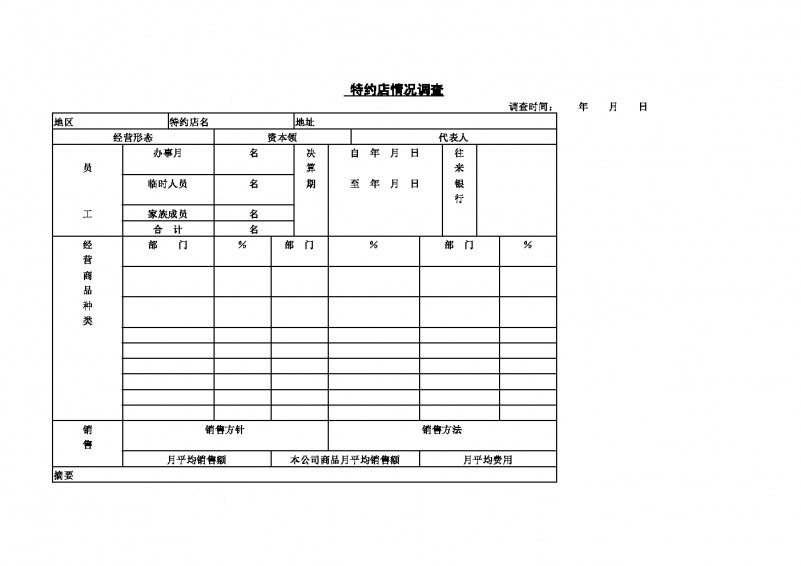 特约店情况调查Word模板