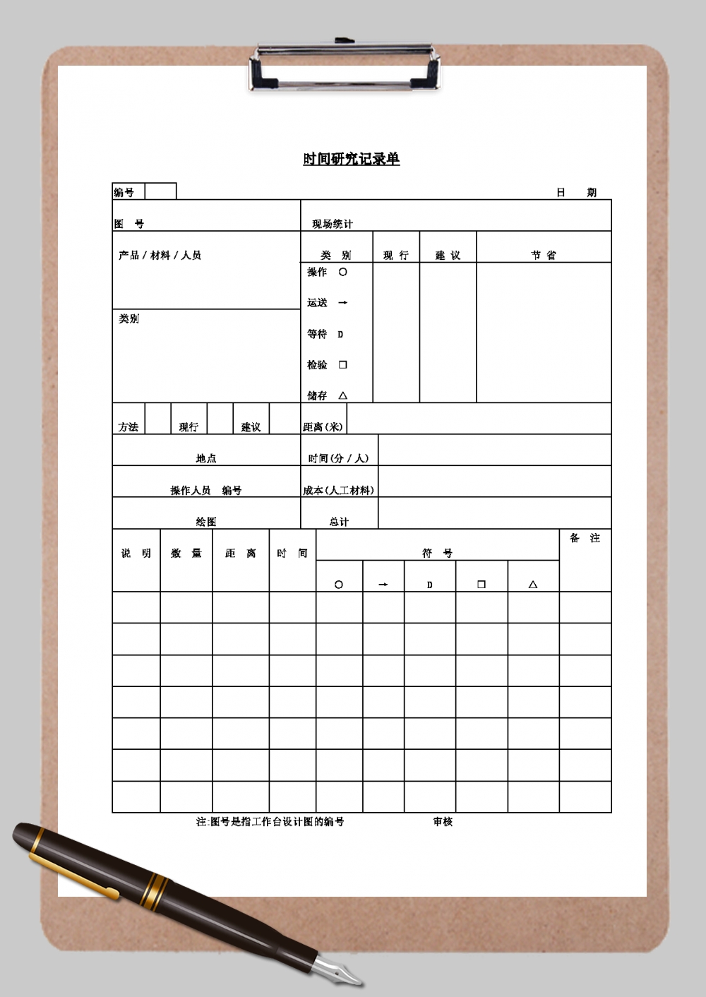 时间研究记录单Word模板