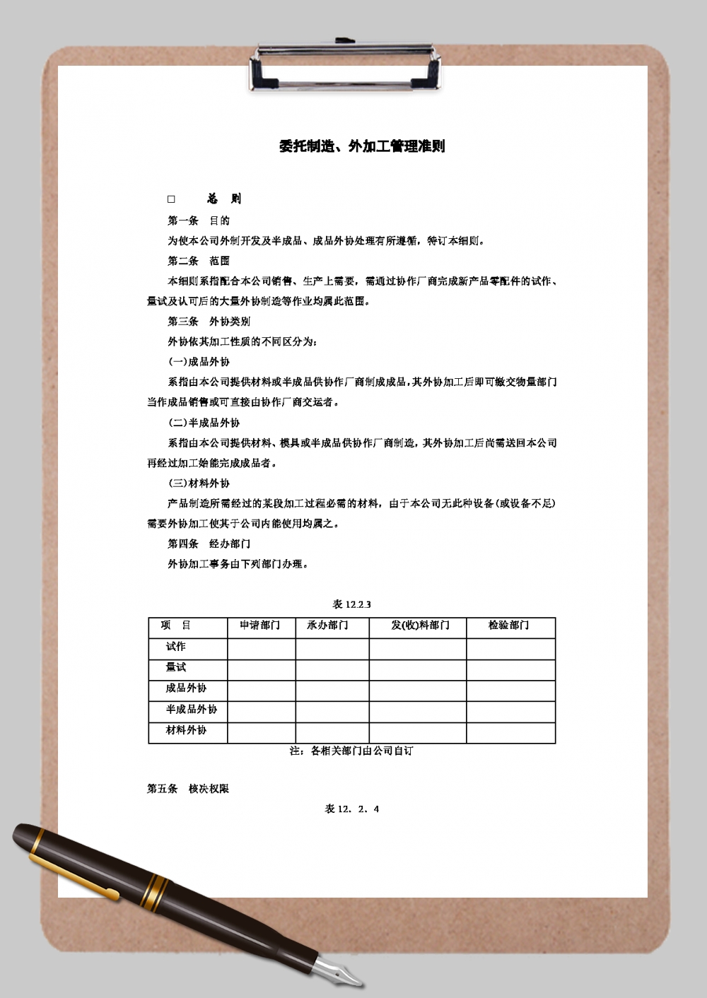 公司委托制造外加工管理准则Word模板