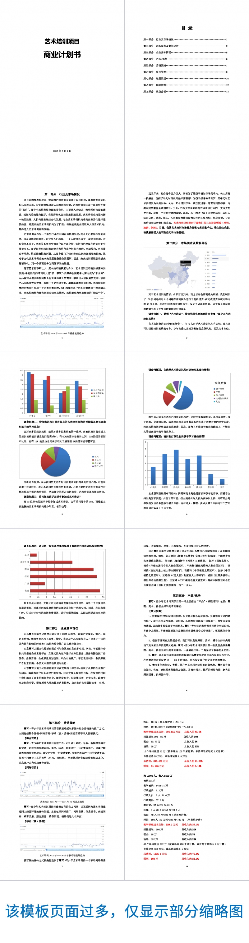 艺术培训项目商业计划书Word范文模板