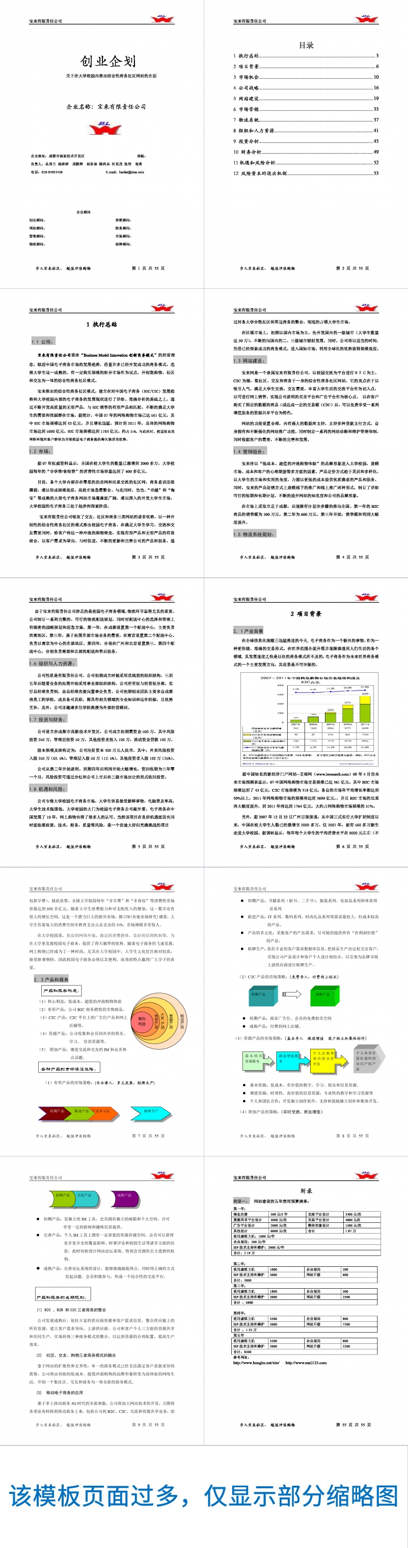 综合性商务社区网站创业计划书Word范文模板