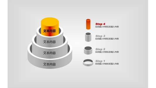 圆柱形层次递进图表PPT模板