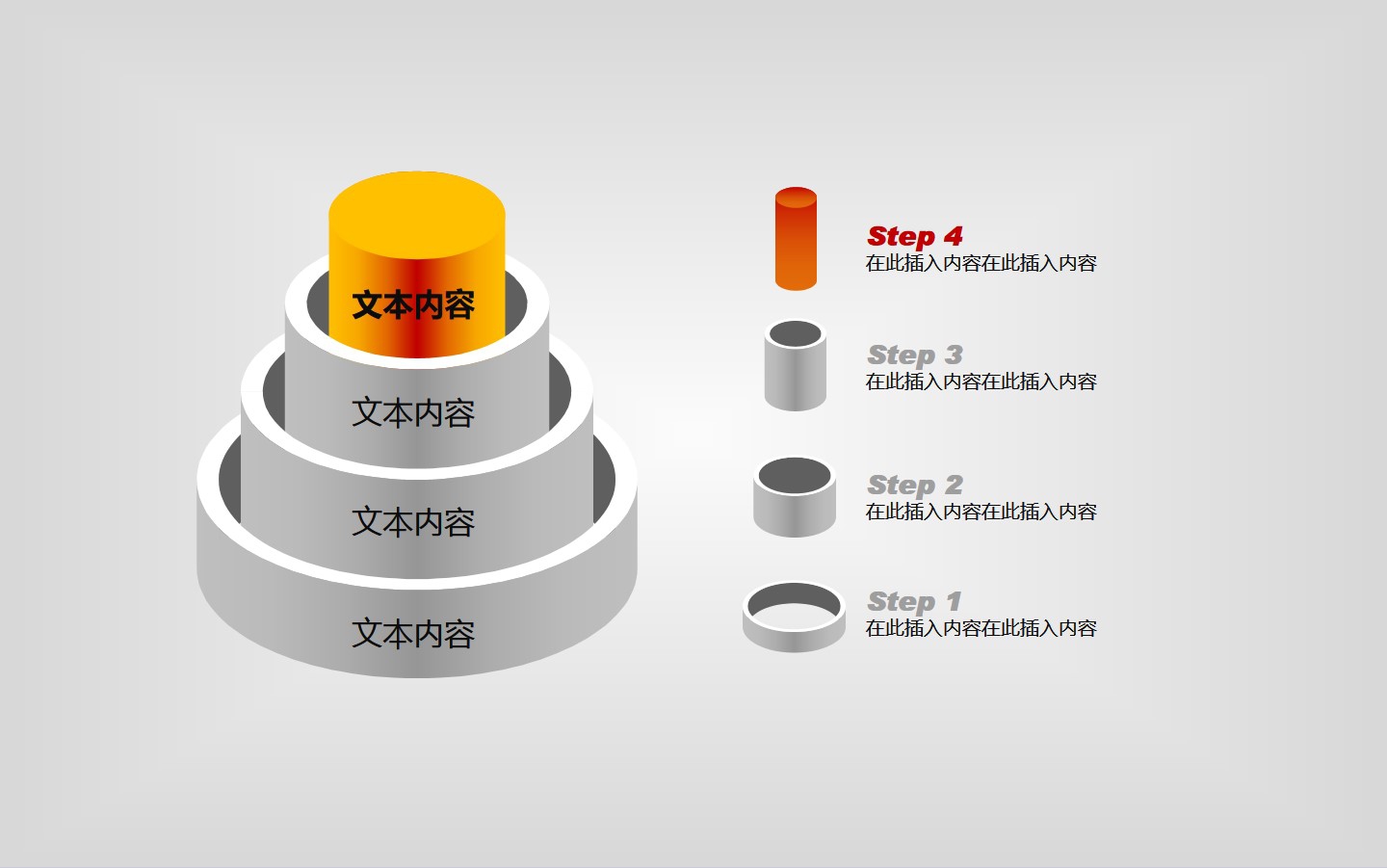 圆柱形层次递进图表PPT模板