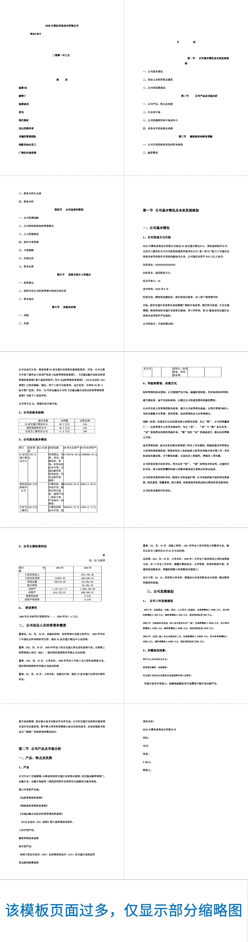 计算机信息技术公司商业计划书参考Word范文模板