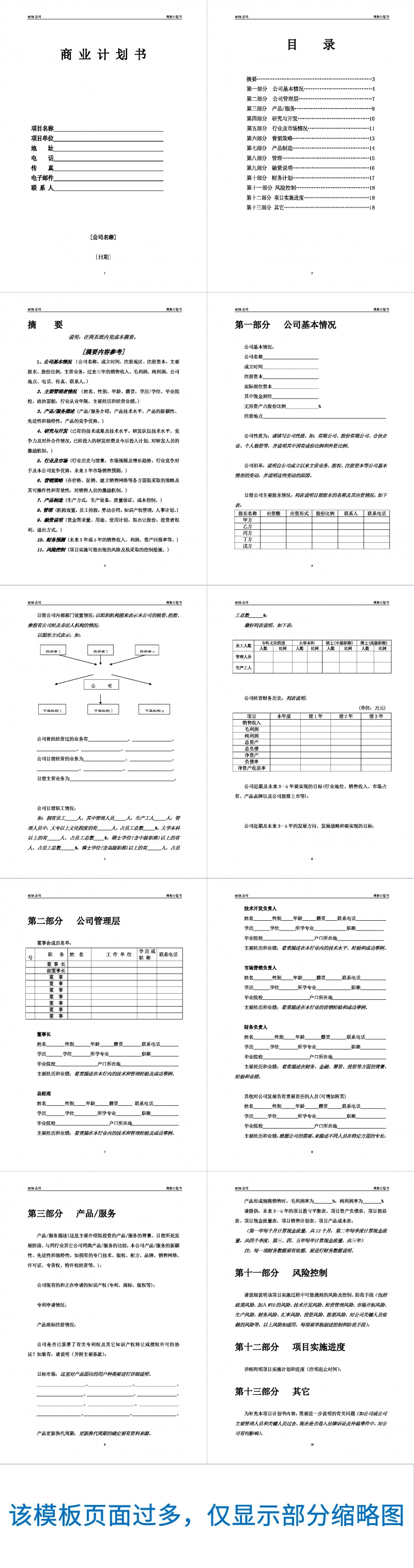 公司企业商业策划书Word范文模板