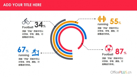 创意四项环形数据比较ppt饼图PPT图表