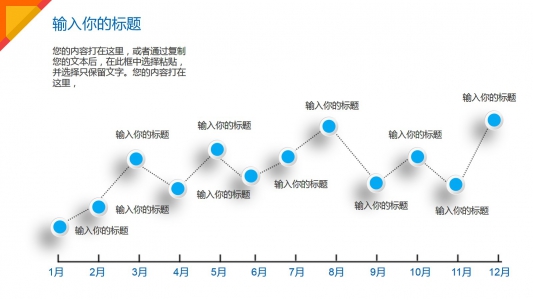 微粒体风公司月份数据统计ppt折线图模板PPT图表