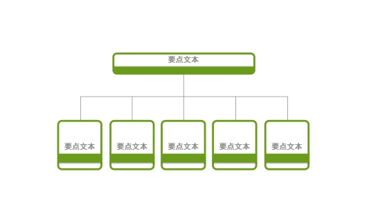 简约绿色两层组织构架图ppt模板PPT图表