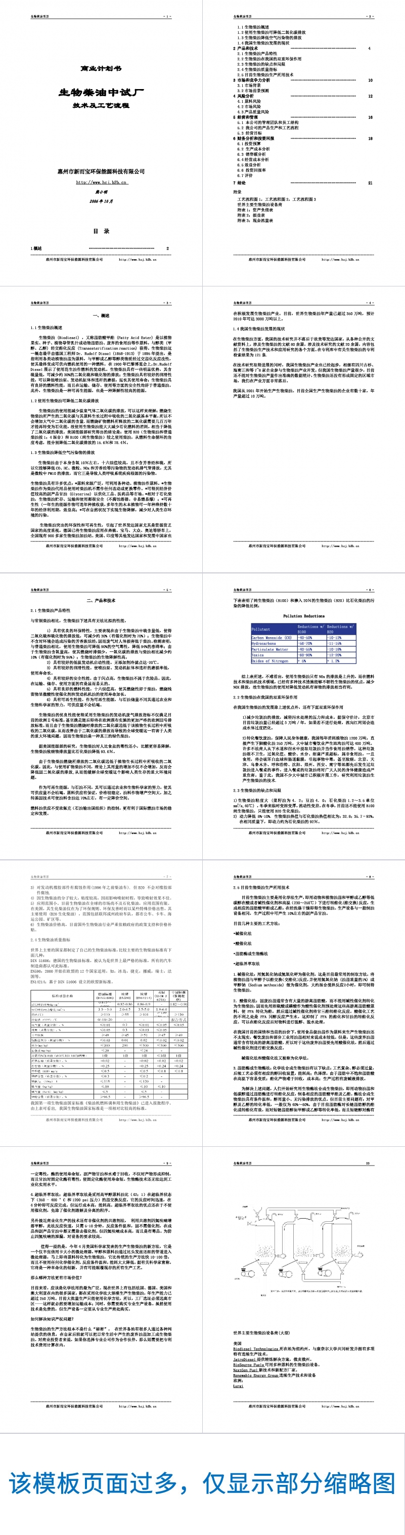 生物柴油中试厂商业计划书Word范文模板